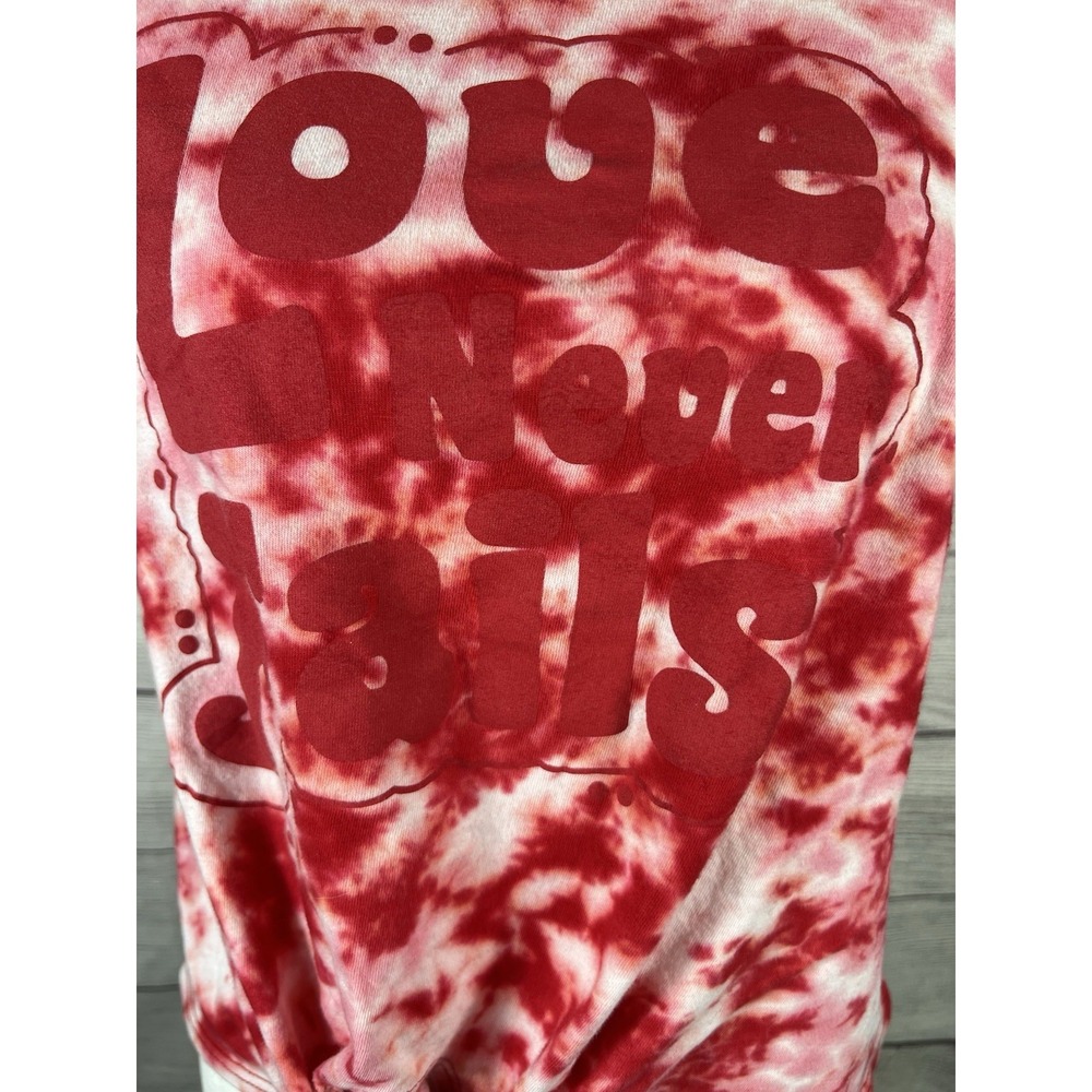 Vintage Freeze Love Never Fails Tie Dye T Shirt Women's Small Red White - Picture 2 of 4